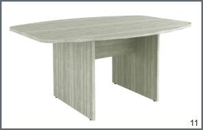 mesa de reuni&atilde;o semi oval madeirada